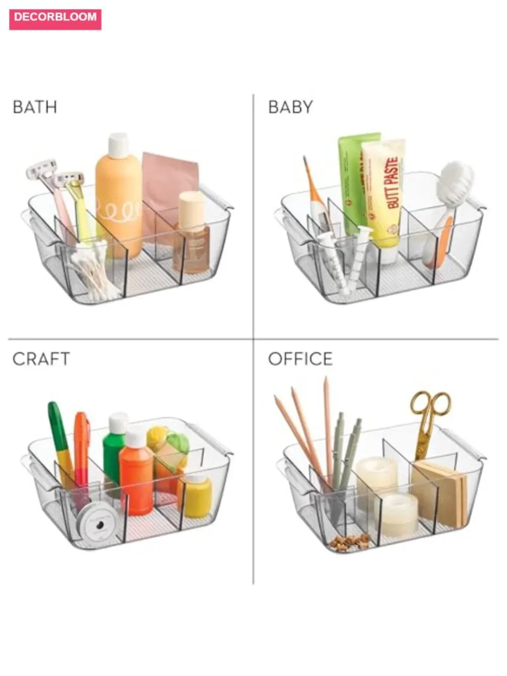 Cosmetic Display Case Set of 2 Plastic 8 Compartment Makeup Organizer